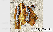 Physical Map of Baoshan, shaded relief outside