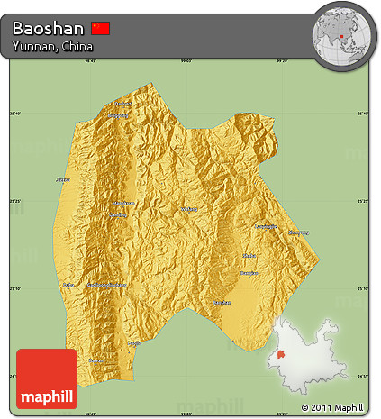 Savanna Style Map of Baoshan, single color outside