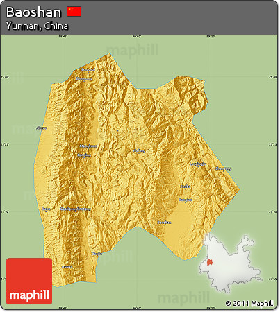 Savanna Style Map of Baoshan, single color outside