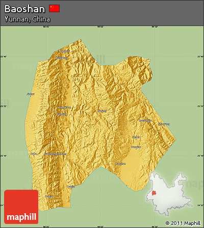 Savanna Style Map of Baoshan, single color outside