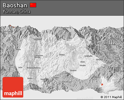 Gray Panoramic Map of Baoshan