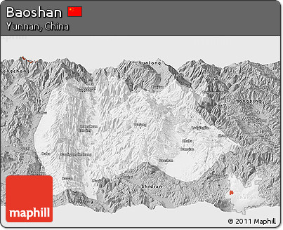Gray Panoramic Map of Baoshan