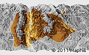 Physical Panoramic Map of Baoshan, lighten, desaturated