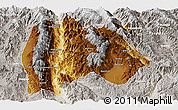 Physical Panoramic Map of Baoshan, lighten, semi-desaturated