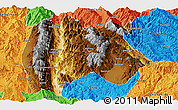 Physical Panoramic Map of Baoshan, political outside