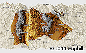 Physical Panoramic Map of Baoshan, shaded relief outside