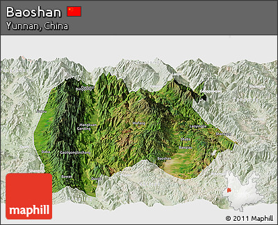 Satellite Panoramic Map of Baoshan, lighten