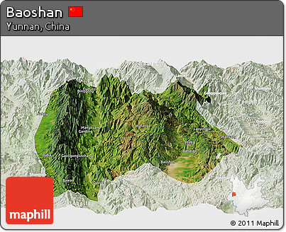 Satellite Panoramic Map of Baoshan, lighten