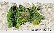 Satellite Panoramic Map of Baoshan, shaded relief outside