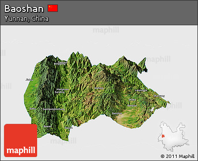 Satellite Panoramic Map of Baoshan, single color outside