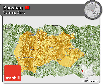 Savanna Style Panoramic Map of Baoshan