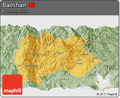 Savanna Style Panoramic Map of Baoshan