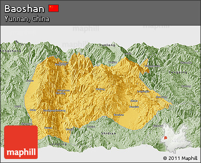 Savanna Style Panoramic Map of Baoshan