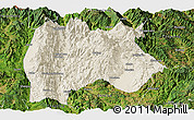 Shaded Relief Panoramic Map of Baoshan, satellite outside