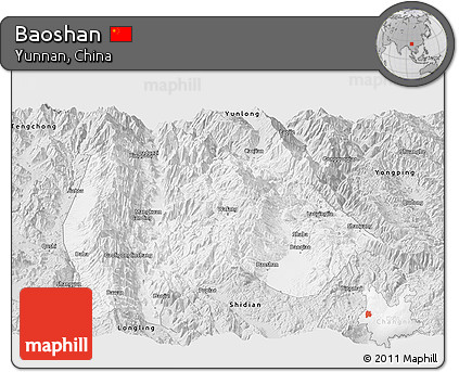 Silver Style Panoramic Map of Baoshan