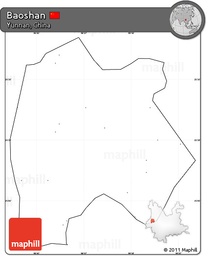 Blank Simple Map of Baoshan, cropped outside, no labels
