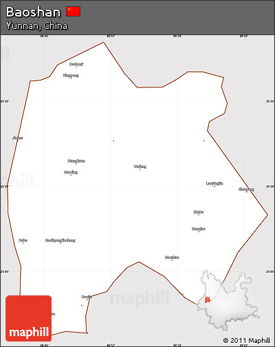 Classic Style Simple Map of Baoshan, cropped outside