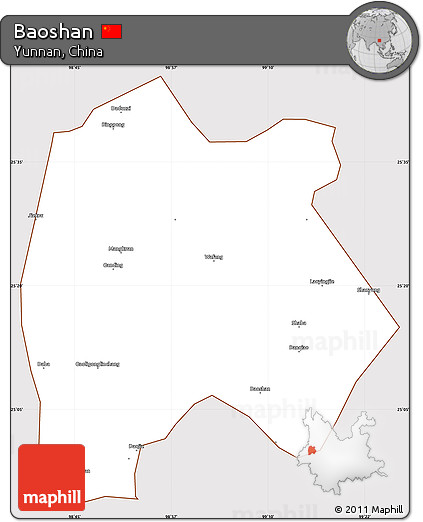 Classic Style Simple Map of Baoshan, cropped outside