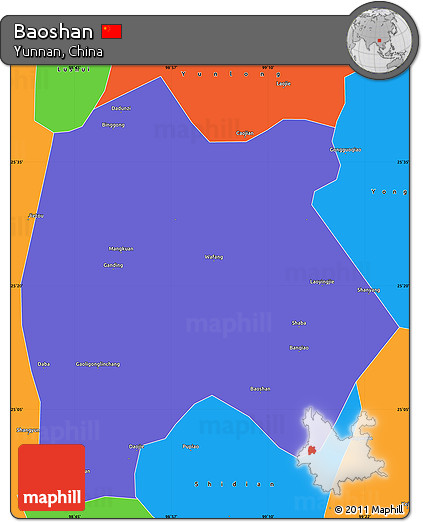 Political Simple Map of Baoshan