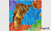 Physical 3D Map of Changning, political outside