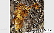 Physical 3D Map of Changning, semi-desaturated