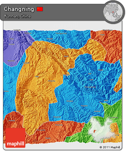 Political 3D Map of Changning