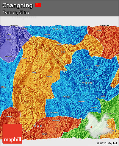 Political 3D Map of Changning