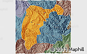 Political 3D Map of Changning, semi-desaturated