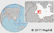 Gray Location Map of Changning, highlighted parent region, hill shading