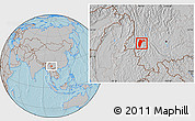 Gray Location Map of Changning, hill shading