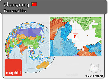 Political Location Map of Changning, highlighted parent region