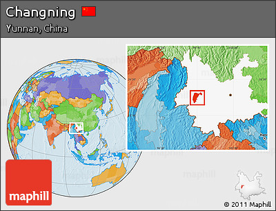 Political Location Map of Changning, highlighted parent region