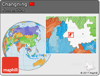 Political Location Map of Changning, highlighted parent region