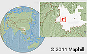 Savanna Style Location Map of Changning, highlighted parent region, hill shading