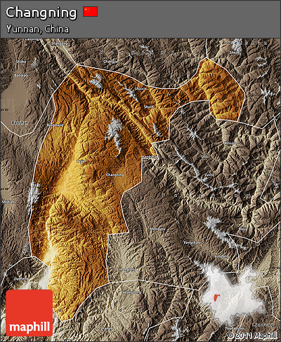 Physical Map of Changning, semi-desaturated