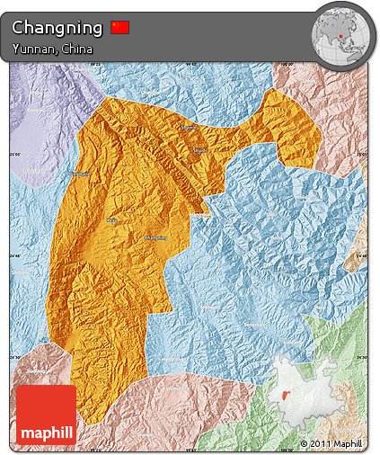 Political Map of Changning, lighten
