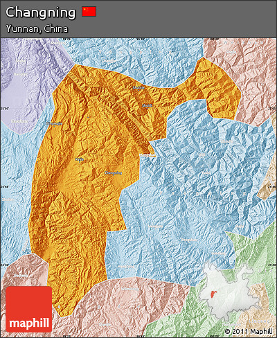 Political Map of Changning, lighten