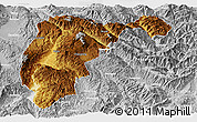 Physical Panoramic Map of Changning, lighten, desaturated