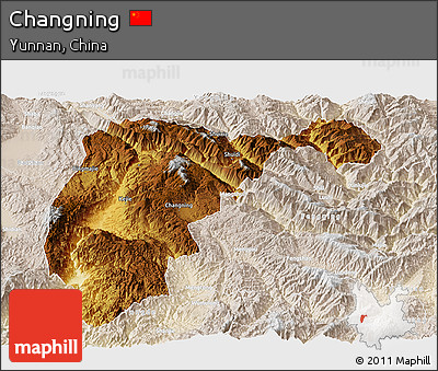 Physical Panoramic Map of Changning, lighten