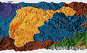 Political Panoramic Map of Changning, darken