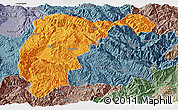 Political Panoramic Map of Changning, semi-desaturated