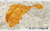 Political Panoramic Map of Changning, shaded relief outside