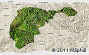 Satellite Panoramic Map of Changning, shaded relief outside