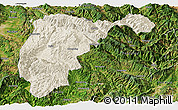 Shaded Relief Panoramic Map of Changning, satellite outside