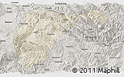 Shaded Relief Panoramic Map of Changning, semi-desaturated