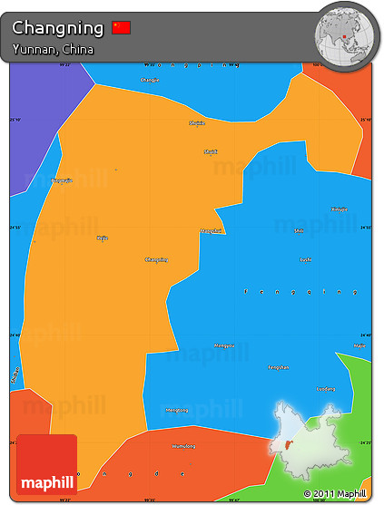 Political Simple Map of Changning