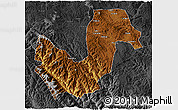 Physical 3D Map of Chuxiong, darken, desaturated