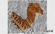 Physical 3D Map of Chuxiong, lighten, desaturated