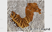 Physical 3D Map of Chuxiong, lighten, semi-desaturated