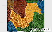 Political 3D Map of Chuxiong, darken